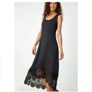 CUPIO Black Crochet Detail‎ High-Low Dress – Size Small
